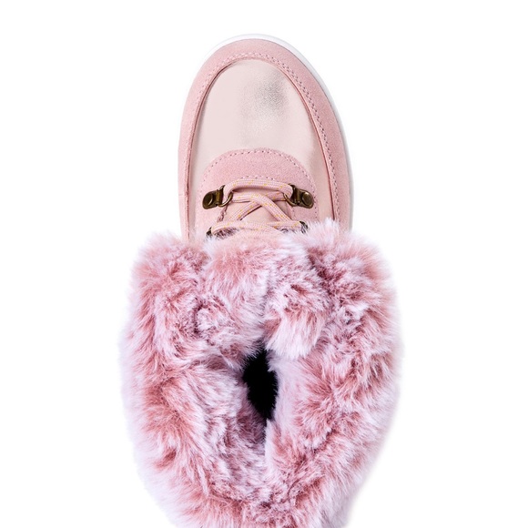 Girls Swiss Tech Pink Winter Boots Cow Suede, Faux Fur Fleece Lined 3M Insulated - Picture 2 of 8